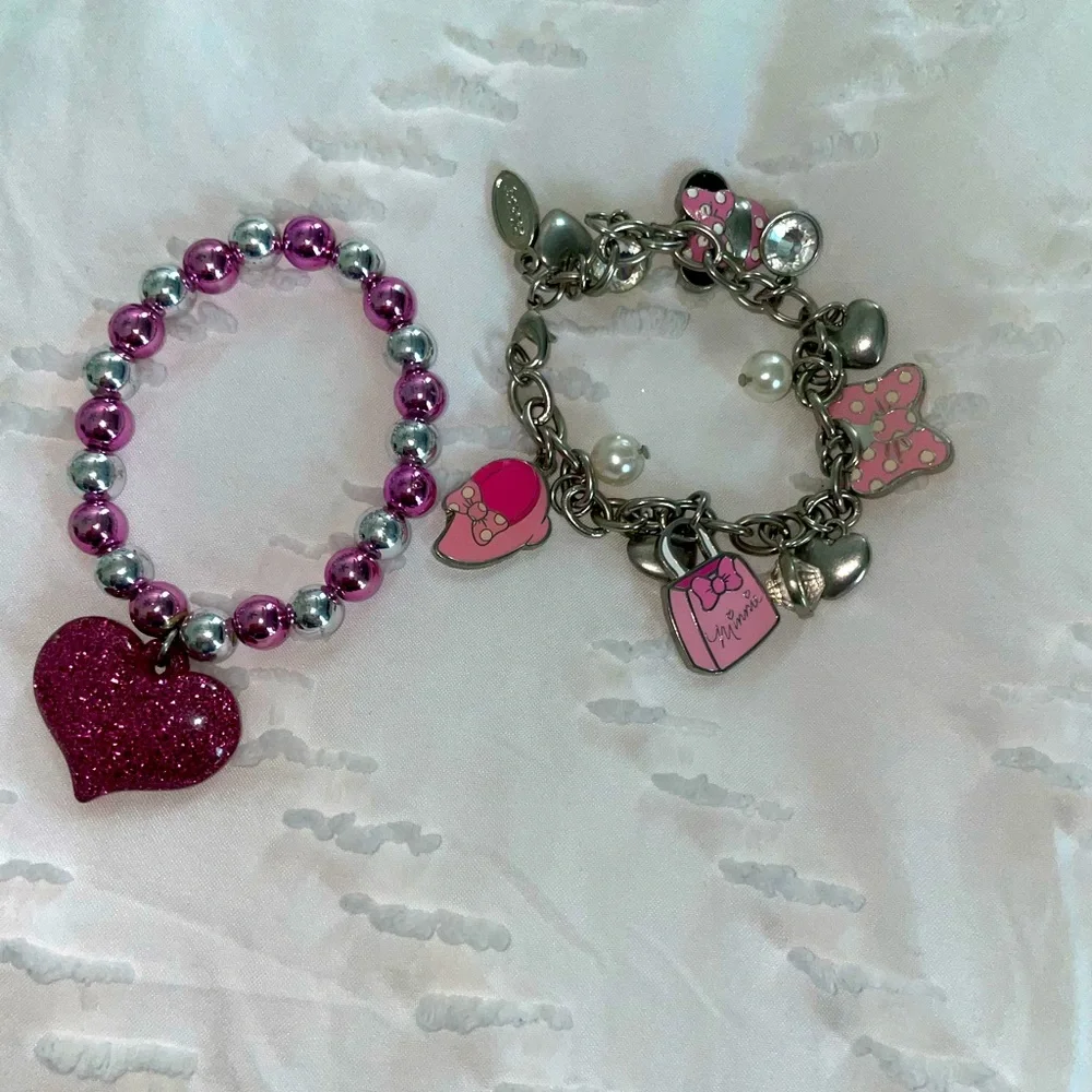EUC Girls Bracelet Set Minnie Mouse & Sparkly Heart